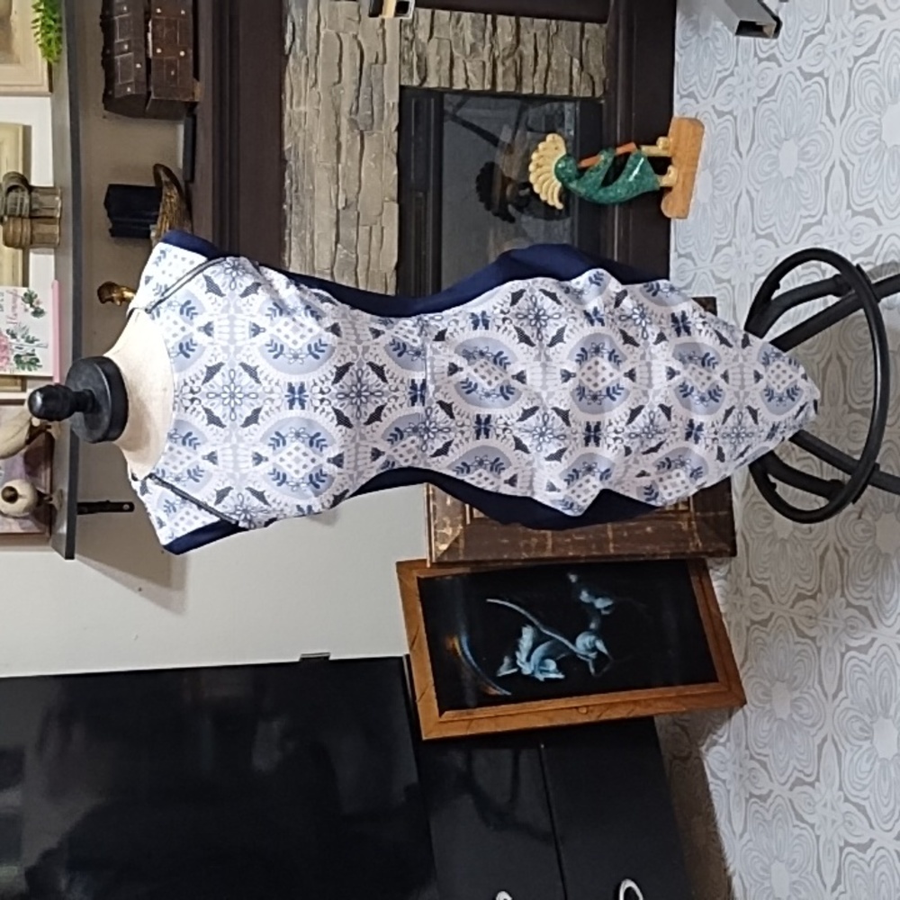 Womens Dress KATE and LILY sz 6 Navy Blue Floral sleeveless Embroidered b62